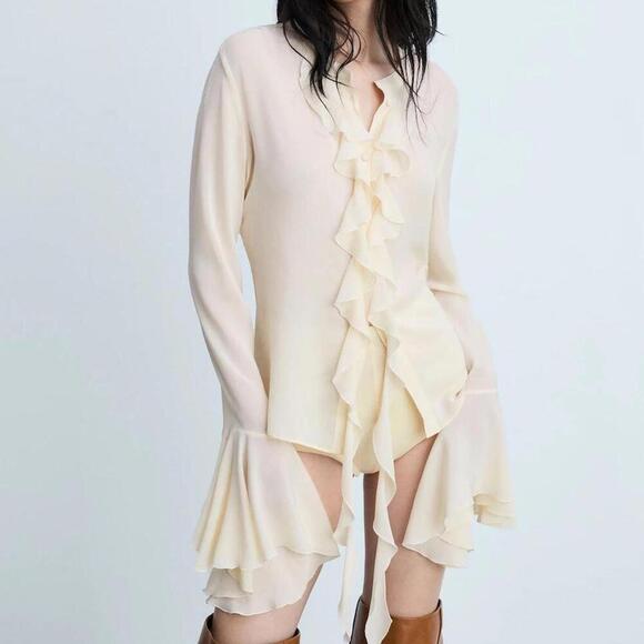 MANGO Long Sleeve Ruffled Shirt - Picture 2 of 5